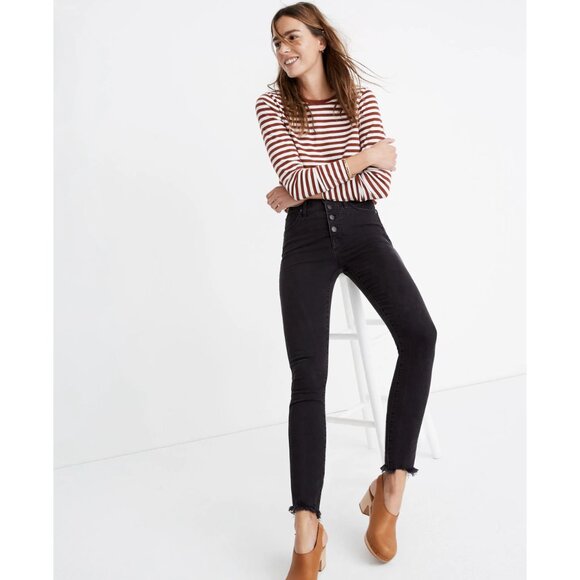 Madewell 10" High-Rise Skinny Jeans in Berkeley Black: Button-Through Edition 28 - Picture 1 of 12